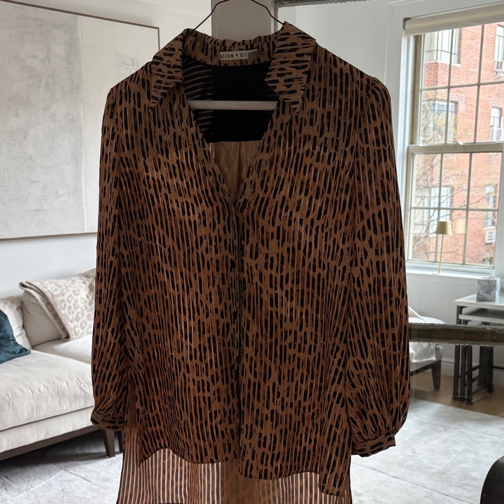 Alice + Olivia Brown and Black Blouse